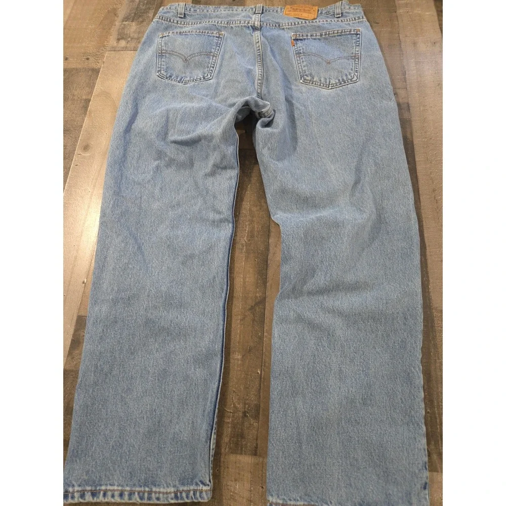 Vintage Levis 505 Orange Tab Jeans Mens 42x30 Light Wash Straight Leg USA Made